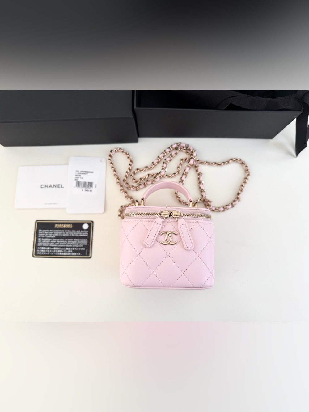 CHANEL Light Pink Mini Vanity Crossbody with Gold Hardware